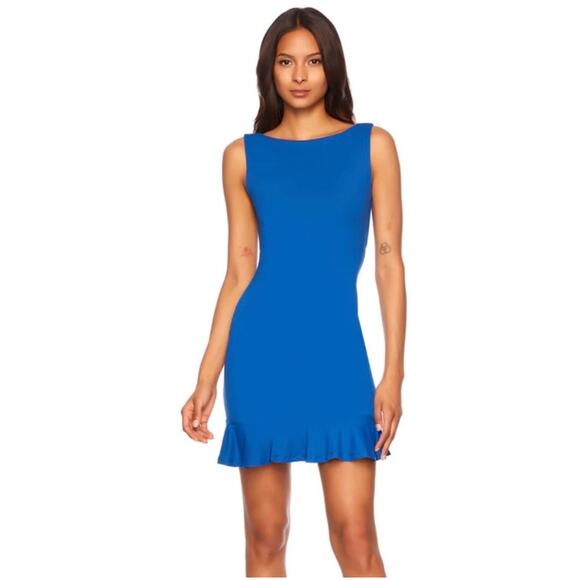Susana Monaco Boat Neck Ruffle Hem Sleeveless Dress (Size Small) - Blue Dress - Picture 1 of 11